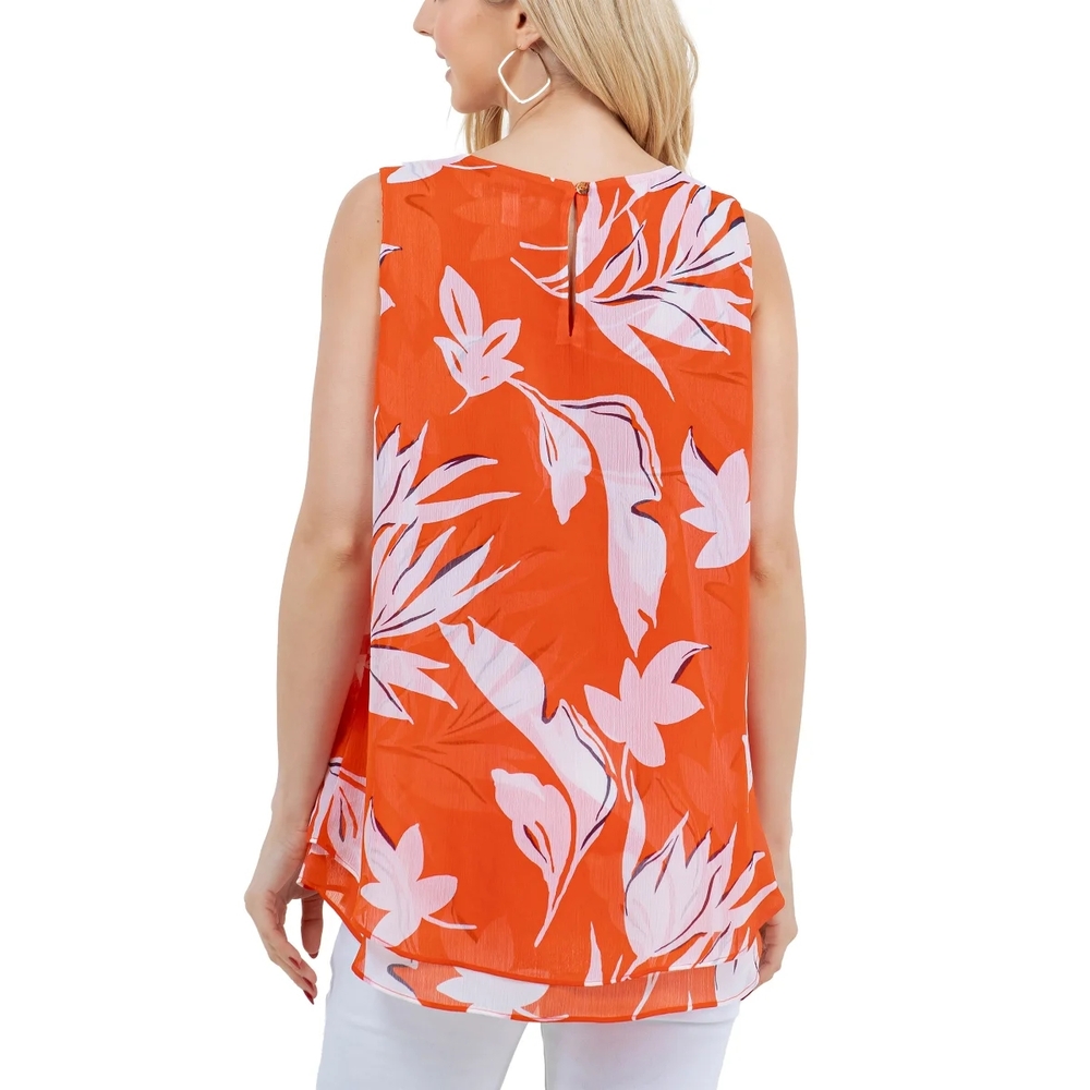 Floral Orange Sleeveless Top - Picture 3 of 10